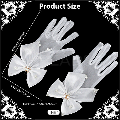 Polyester Bride's Lace Gloves AJEW-WH20120-23C-1