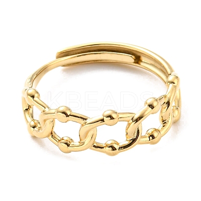 304 Stainless Steel Hollow Oval Adjustable Ring for Women RJEW-C016-09G-1