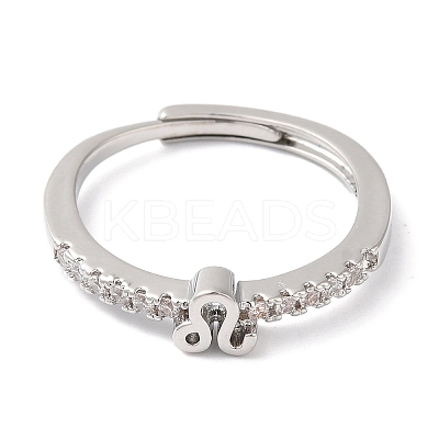 Rack Plating Brass Clear Cubic Zirconia Constellation Adjustable Rings for Women RJEW-S407-08P-10-1