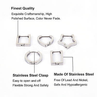 304 Stainless Steel Huggie Hoop Earrings EJEW-UN0001-36P-1