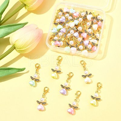 32Pcs Angel Imitation Pearl Acrylic with Alloy Pendant Decorations HJEW-FS00040-02-1