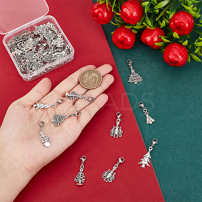 Christmas Trees Alloy Pendant Decoration HJEW-FG00005-1