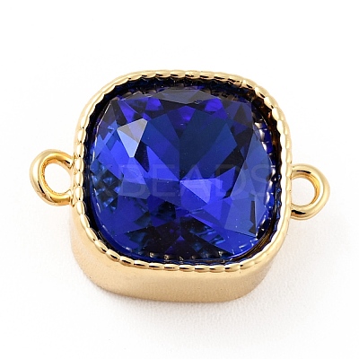 Square Brass Cubic Zirconia Connector Charms KK-G419-03G-1