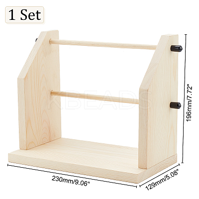 2 Spools Solid Wooden Thread Rack AJEW-WH0323-60-1