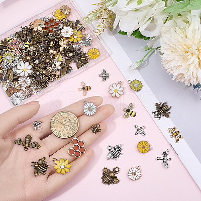 120Pcs 20 Styles Alloy Enamel Pendants ENAM-BM0001-13-1