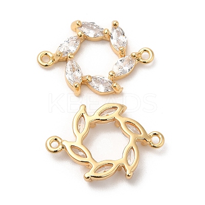 Brass Connector Charms with Clear Glass KK-B074-63G-1
