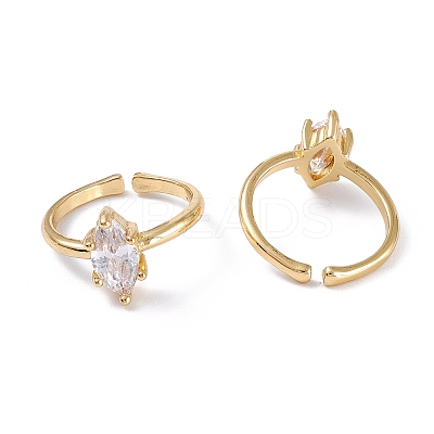 Brass Micro Pave Cubic Zirconia Cuff Rings RJEW-M138-15G-A-1