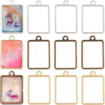 Matte Style Rack Plating Alloy Open Back Bezel Pendants PALLOY-OC0001-07-1