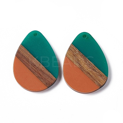 Opaque Resin & Walnut Wood Pendants RESI-M027-04E-1