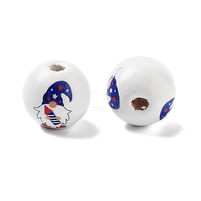 Independence Day Theme Wood European Beads WOOD-M011-07A-1