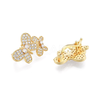 Brass Pave Clear Cubic Zirconia Twister Clasps KK-A165-06G-1