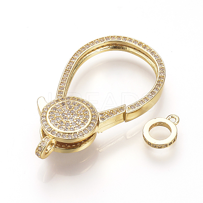 Brass Micro Pave Cubic Zirconia Lobster Claw Clasps ZIRC-S058-10G-1