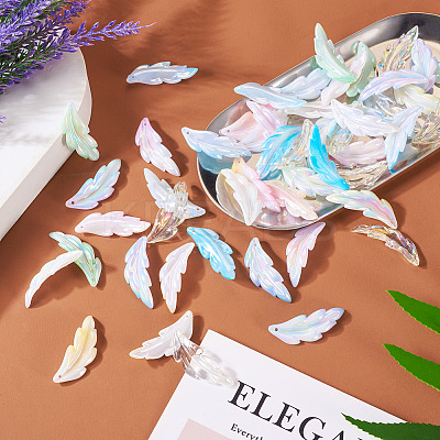 60Pcs 6 Colors Transparent Acrylic Pendants TACR-TA0001-29-1