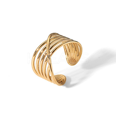 304 Stainless Steel Cross Hollow Web Cuff Ring Unique Design LS-KZ3825-2-1