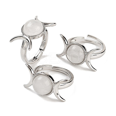 Natural Quartz Crystal Adjustable Rings RJEW-K271-01P-09-1