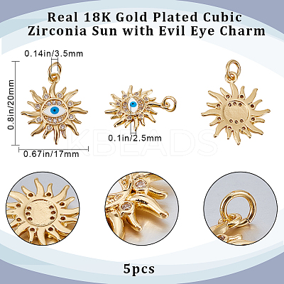 5Pcs Rack Plating Brass Micro Pave Cubic Zirconia Pendants KK-BBC0009-01-1