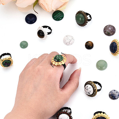 Adjustable Flower Alloy & Iron Rhinestone Bezel Cup Ring Base with Rotatable Tray MAK-T012-09S-1