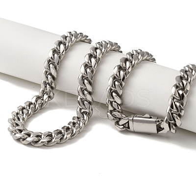 Non-Tarnish 304 Stainless Steel Curb Necklaces NJEW-Q337-04A-P-1