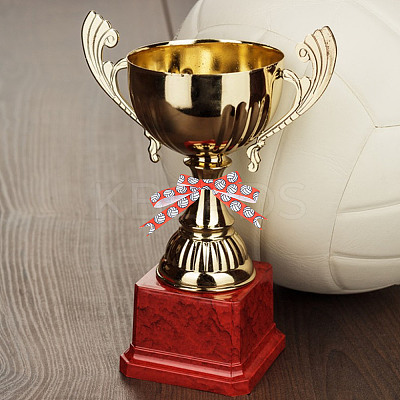 20 Yards Sport Ball Printed Polyester Volleyball Grosgrain Ribbon OCOR-WH0085-75A-02-1