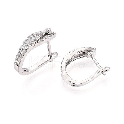 Brass Micro Pave Cubic Zirconia Stick Hoop Earrings EJEW-T048-34P-1