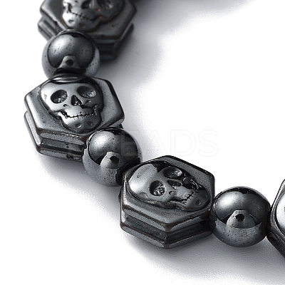 Non-Magnetic Synthetic Hematite Beaded Stretch Bracelets BJEW-H589-01C-1