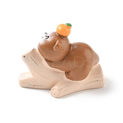 Resin Otter Sitting in Stump Figurines Ornament DJEW-E015-02D-1