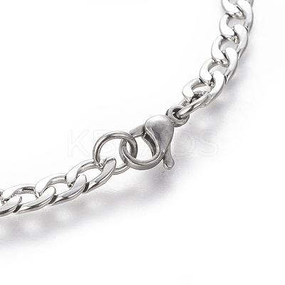 Tarnish Resistant 304 Stainless Steel Curb Chain Bracelets BJEW-E369-12P-1