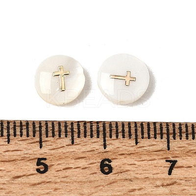 Natural Freshwater Shell Flat Round Beads SHEL-C009-01E-1