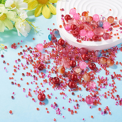 1Bag Mixed Styles Glass Beads GLAA-TADJ0001-10B-1