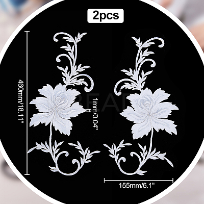 Peony Polyester Embroidery Ornament Accessories PATC-WH0008-04C-1