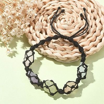 Dyed Natural Quartz Crystal Braided Bead Bracelets BJEW-TA00346-01-1