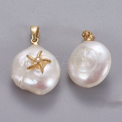 Natural Cultured Freshwater Pearl Pendants KK-L187-10G-1