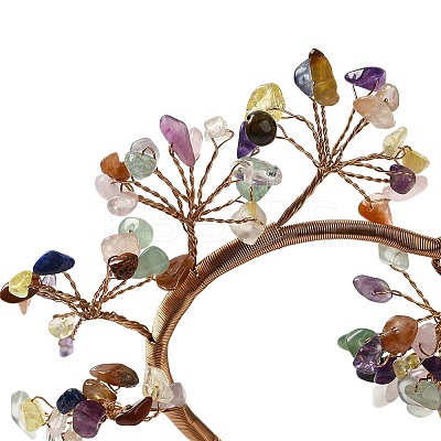 Chakra Natural Mixed Stone Chips Love Heart Tree Decorations DJEW-P017-B05-1