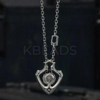 Brass Rotatable Gear Pendant Necklaces for Men NJEW-S451-01AS-1