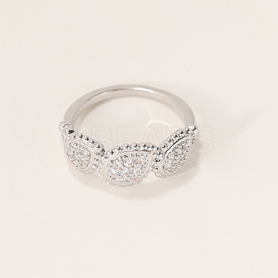 Brass Micro Pave Cubic Zirconia Finger Rings for Women PY9087-8-1
