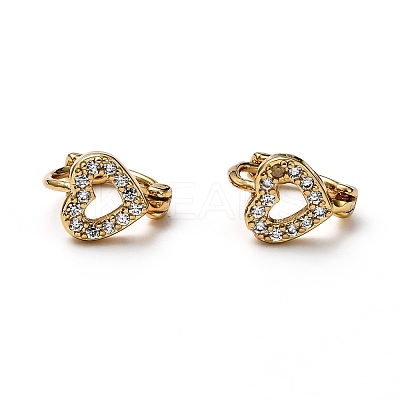 Brass Micro Pave Clear Cubic Zirconia Huggie Hoop Earrings EJEW-H121-10G-1