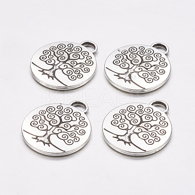 Tibetan Style Tree of Life Alloy Pendants TIBEP-19040-AS-NR-1