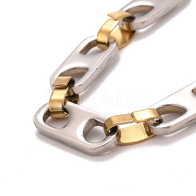 PVD Vacuum Plating 201 Stainless Steel Oval Link Chain Bracelets LS-STAS-E160-04GP-1