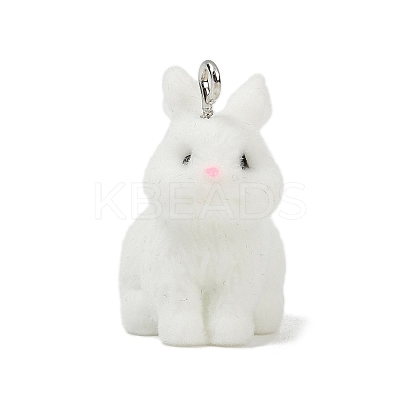 Animal Theme Flocky Opaque Resin Pendants RESI-H042-01P-04-1