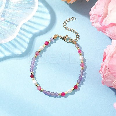 Natural Amethyst Beaded Bracelets BJEW-JB11763-03-1
