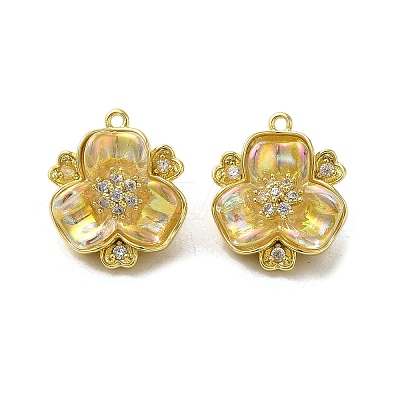 Brass Micro Pave Clear Cubic Zirconia Pendants FIND-C045-01G-1