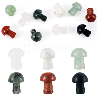 10Pcs Natural & Synthetic Gemstone Mushroom Figurines G-TA0002-08-1