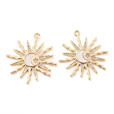 Brass Micro Pave Clear Cubic Zirconia Pendants KK-Q806-02G-1