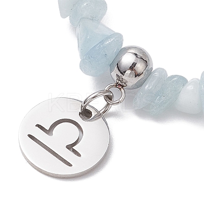 Natural Aquamarine Chip Beaded Stretch Bracelets BJEW-JB11133-09-1