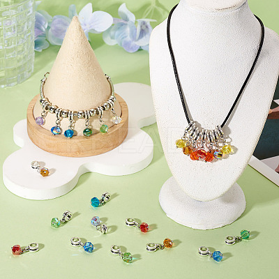 100Pcs 10 Colors Electroplate Transparent Glass Faceted Pumpkin European Dangle Charms PALLOY-TAC0232-1