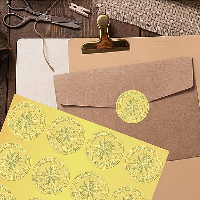 34 Sheets Self Adhesive Gold Foil Embossed Stickers DIY-WH0509-018-1
