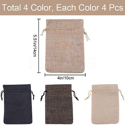 4 Colors Polyester Imitation Burlap Packing Pouches Drawstring Bags ABAG-BBC0001-04B-1