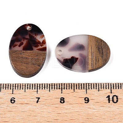 Transparent Resin and Walnut Wood Pendants RESI-T057-04B-1