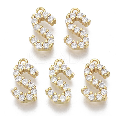 Brass Micro Pave Cubic Zirconia Charms KK-T060-05-S-G-NF-1