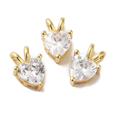 Rack Plating Brass Pave Cubic Zirconia Charms KK-O142-41G-1